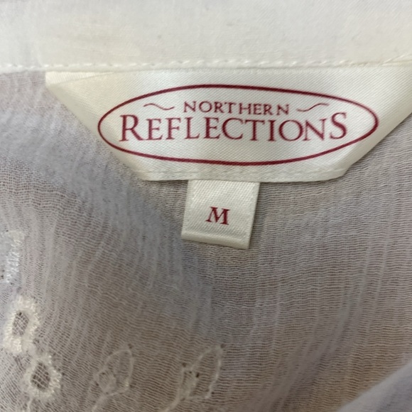 Northern Reflections Button Up, 3/4 Sleeve Gauzy 100% Cotton, Sheer, Airy - Picture 5 of 14